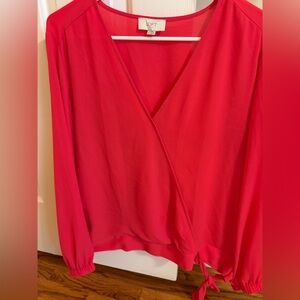 LOFT Bright Red V-Neck Top
